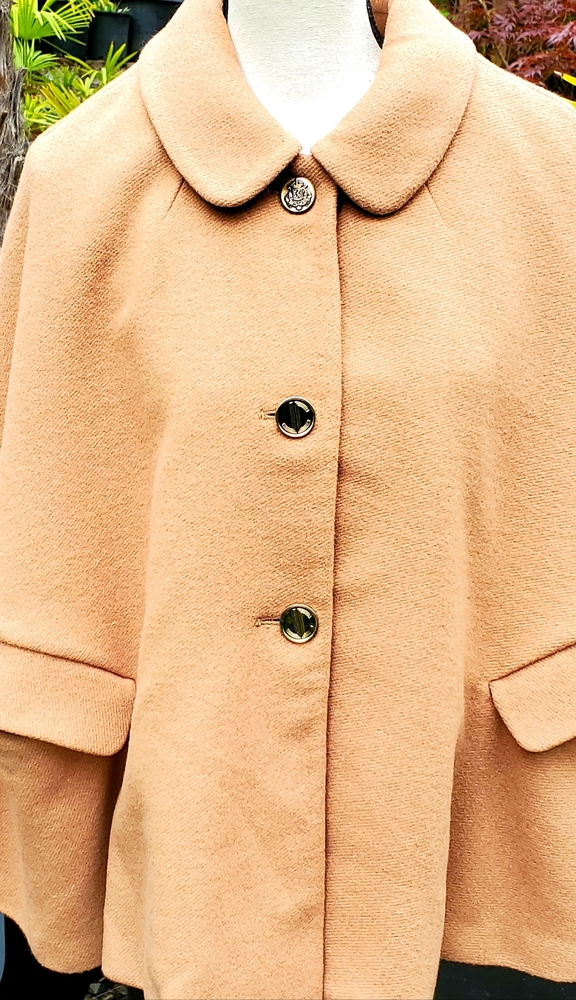 Juicy Couture Sweet Caramel Wool Dress Cape Jacket Size XL